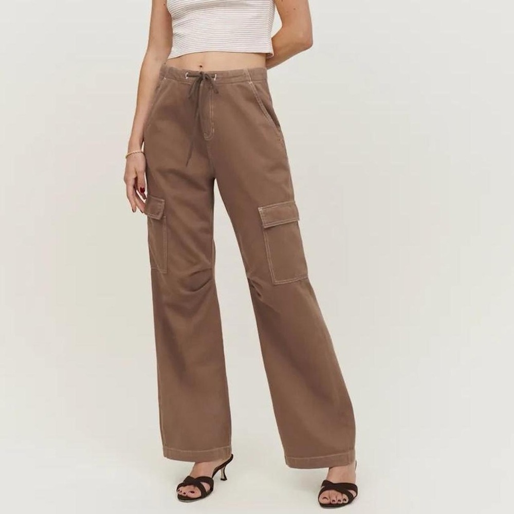 Reformation Acton Drawstring Painter Cargo Pants in Brown - 25